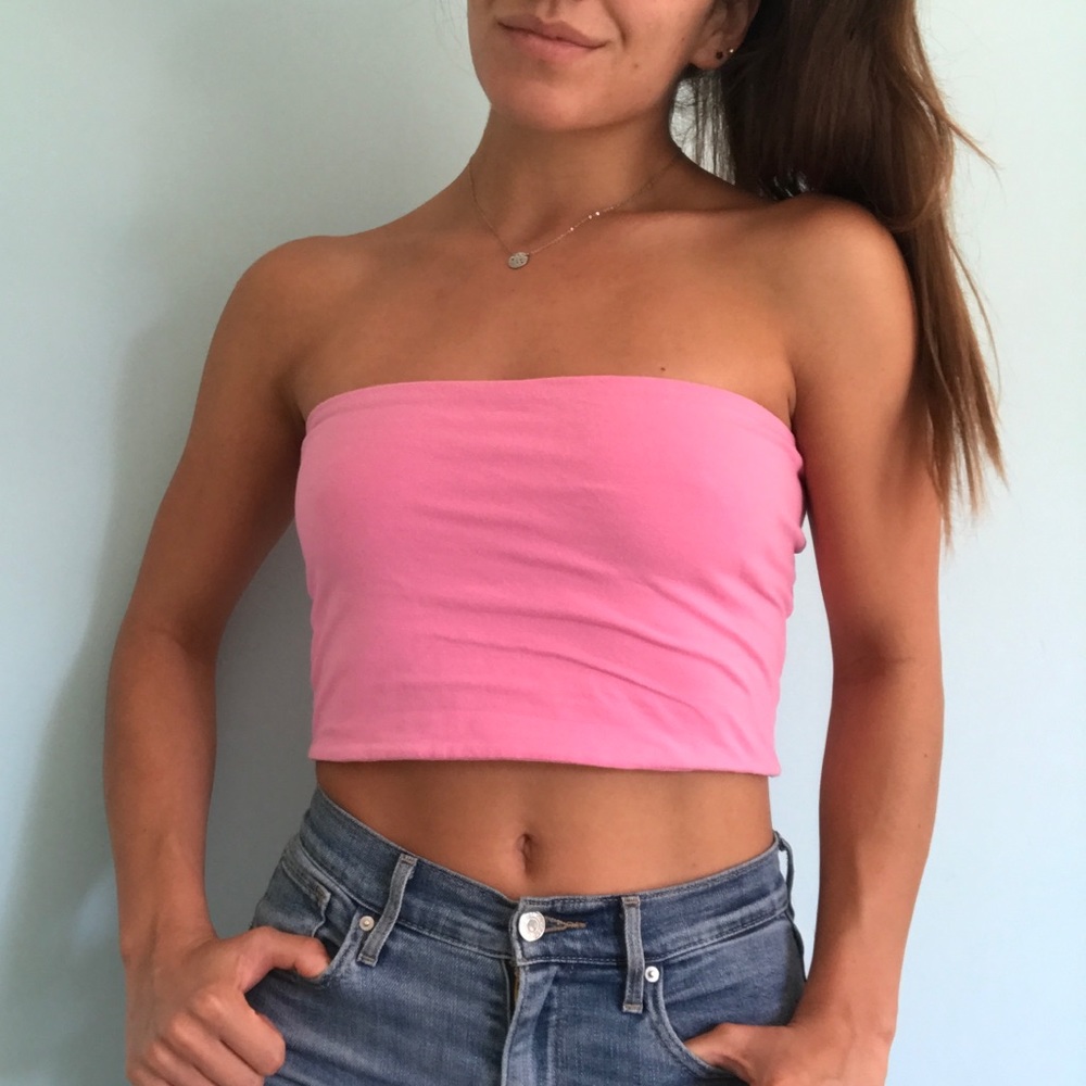 Pink TopShop Cropped Tube Top
